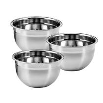 Kit Com 3 Bowl Tigela Bacia Salada Aço Inox 24cm Cozinha Profissional Restaurante - Top Rio