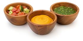 Kit Com 3 Bowls 180ml Em Madeira Acácia Natural Mymo Style