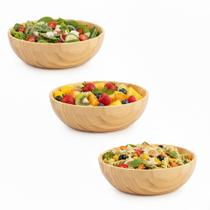 Kit Com 3 Bowls De Bambu Cumbuca Tigela Pequena 18cm Kit Com 3 Bowls De Bambu Cumbuca Tigela Pequena 18cm