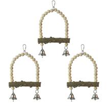 Kit com 3 Brinquedo Balanço Passaro Madeira Sino Gaiola Kit com 3 Brinquedo Balanço Passaro Madeira Sino Gaiola