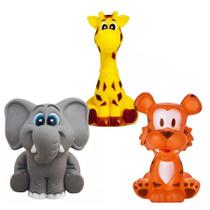 Kit Com 3 Brinquedos De Vinil Para Bebê ZOO - Elefante - Girafa - Tigre Kit Com 3 Brinquedos De Vinil Para Bebê ZOO - Elefante - Girafa - Tigre