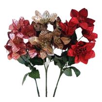 Kit com 3 Buquês Natalinos Bico de Papagaio 34cm Metalizados. Kit com 3 Buquês Natalinos Bico de Papagaio 34cm Metalizados.