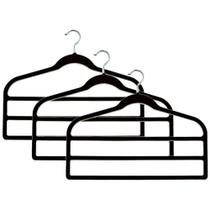 Kit com 3 Cabides 3 Divisórias Preto - Basic+