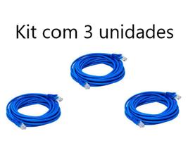 Kit Com 3 Cabos de Rede Azul / 5 metros CAT5e