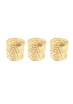 Kit Com 3 Cachepo Taboa Flor Organizador Fibra Natural