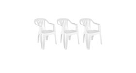 Kit com 3 cadeira de plástico bela vista branca - com braço - mor