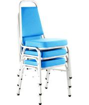 Kit com 3 Cadeiras Empilháveis Linha Hotel Plus Azul Kit com 3 Cadeiras Empilháveis Linha Hotel Plus Azul