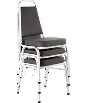 Kit com 3 Cadeiras Empilháveis Linha Hotel Plus Cinza Kit com 3 Cadeiras Empilháveis Linha Hotel Plus Cinza