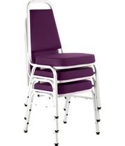 Kit com 3 Cadeiras Empilháveis Linha Hotel Plus Roxo Kit com 3 Cadeiras Empilháveis Linha Hotel Plus Roxo