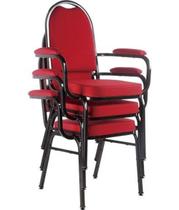 Kit com 3 Cadeiras Empilháveis para Auditórios Linha Hotel Vermelho