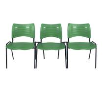 Kit com 3 Cadeiras Iso Turim plastica Igreja Recepção Escola Verde