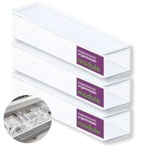 Kit Com 3 Caixa Organizadora Acrílico Empilhável Organização Multiuso
