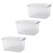 Kit com 3 Caixa Organizadora C/Tampa Multiuso Plástico 50Litros Kit com 3 Caixa Organizadora C/Tampa Multiuso Plástico 50Litros