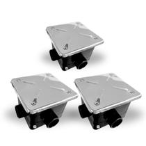 kit com 3 Caixas de Passagem em Abs com Tampa Inox Marol