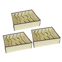 Kit com 3 Caixas Organizadora de Gaveta Multiuso Dobrável Transparente em Tnt 6 Divisórias