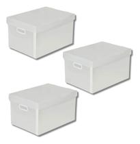 Kit Com 3 Caixas Organizadoras Grande Documentos Escritório Brinquedos