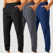 Kit com 3 Calça Jogger Masculina de Tactel Leve Academia Fitness Treino Casual Esportiva Premium