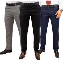 Kit com 3 - Calça Social Slim Masculina Qualidade Premium Oxford 3 cores