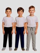 Kit Com 3 Calça Tactel Juvenil Menino Com Bolso Traseiro