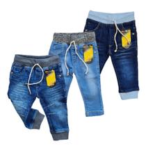 kit com 3 calças jeans bebe menino Tam P,M e G