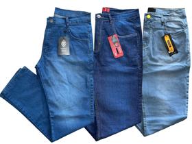 kit com 3 calças jeans modelo slim calças masculina diferentes tonalidades