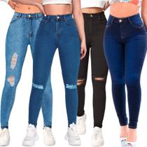 Kit com 3 Calças Jeans Mulher Alta