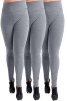Kit com 3 Calças Legging Plus Size Suplex Basicas Cinza G1/G2/G3 Kit com 3 Calças Legging Plus Size Suplex Basicas Cinza G1/G2/G3