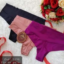 Kit com 3 calcinha fio dental com cintura alta com média compressão na barriga