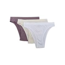 Kit com 3 Calcinhas Biquíni Trifil C01087 Branco/Amarelo/Roxo
