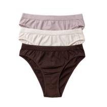Kit com 3 Calcinhas Biquíni Trifil Marrom/Nude/Bege