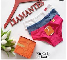 kit com 3 calcinhas de cot. infantil tam.p