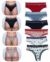 Kit Com 3 Calcinhas Em Algodão Cós Elástico Largo Estilo REF305