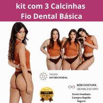 Kit com 3 Calcinhas Fio Dental Sexy Ideal para Uso Diário ou Especial