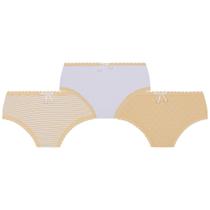 Kit com 3 Calcinhas Infantis Lupo Lobinha em Algodão Amarela/Mescla