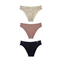 Kit com 3 Calcinhas Tanga Biquini Microfibra DelRio Adulto