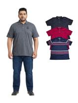 Kit Com 3 Camisa Gola Polo Plus Size Masculina - Sortidas