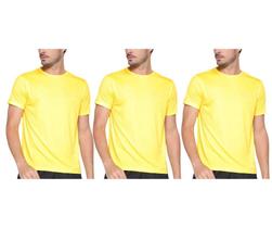 Kit com 3 Camisas Camisetas Blusas Baby Looks T-shirts Masculina Feminina Slim Básica 100% Algodão