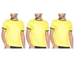 Kit com 3 Camisas Camisetas Blusas Baby Looks T-shirts Masculina Feminina Slim Básica 100% Algodão