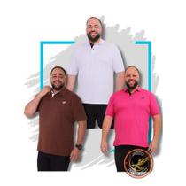 kit com 3 camisas gola polo piquet plus size com bordado robles G1/G2/G3 polo clásica