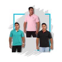 kit com 3 camisas gola polo piquet robles masculina P M G GG