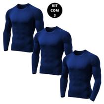 Kit Com 3 Camisas Manga Longa Segunda Pele Proteção Solar UV Fator 50+ Unissex Masculina e Feminina