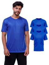 Kit Com 3 Camiseta 100% Poliéster Masculina - Azul Kit Com 3 Camiseta 100% Poliéster Masculina - Azul
