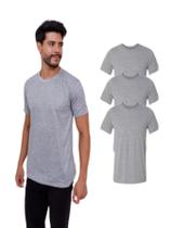 Kit Com 3 Camiseta 100% Poliéster Masculina - Cinza Kit Com 3 Camiseta 100% Poliéster Masculina - Cinza