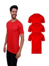 Kit Com 3 Camiseta 100% Poliéster Masculina - Vermelha Kit Com 3 Camiseta 100% Poliéster Masculina - Vermelha