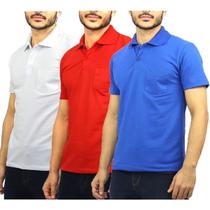 Kit Com 3 Camiseta Gola Polo Masculina Piquet