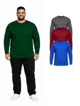 Kit Com 3 Camiseta Manga Longa Plus Size Poliéster Masculina Kit Com 3 Camiseta Manga Longa Plus Size Poliéster Masculina