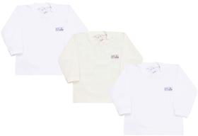 Kit Com 3 Camisetas Básica BEBÊ Manga Longa Unissex P AO G Kit Com 3 Camisetas Básica BEBÊ Manga Longa Unissex P AO G