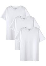 Kit com 3 Camisetas Básica Infantil Unissex Manga Curta Slim - Branco 010