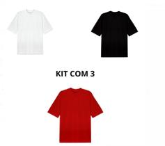 Kit com 3 Camisetas Básicas Masculina Algodão Premium