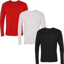 Kit com 3 Camisetas Básicas Masculinas Manga Longa Style Swag Kit com 3 Camisetas Básicas Masculinas Manga Longa Style Swag